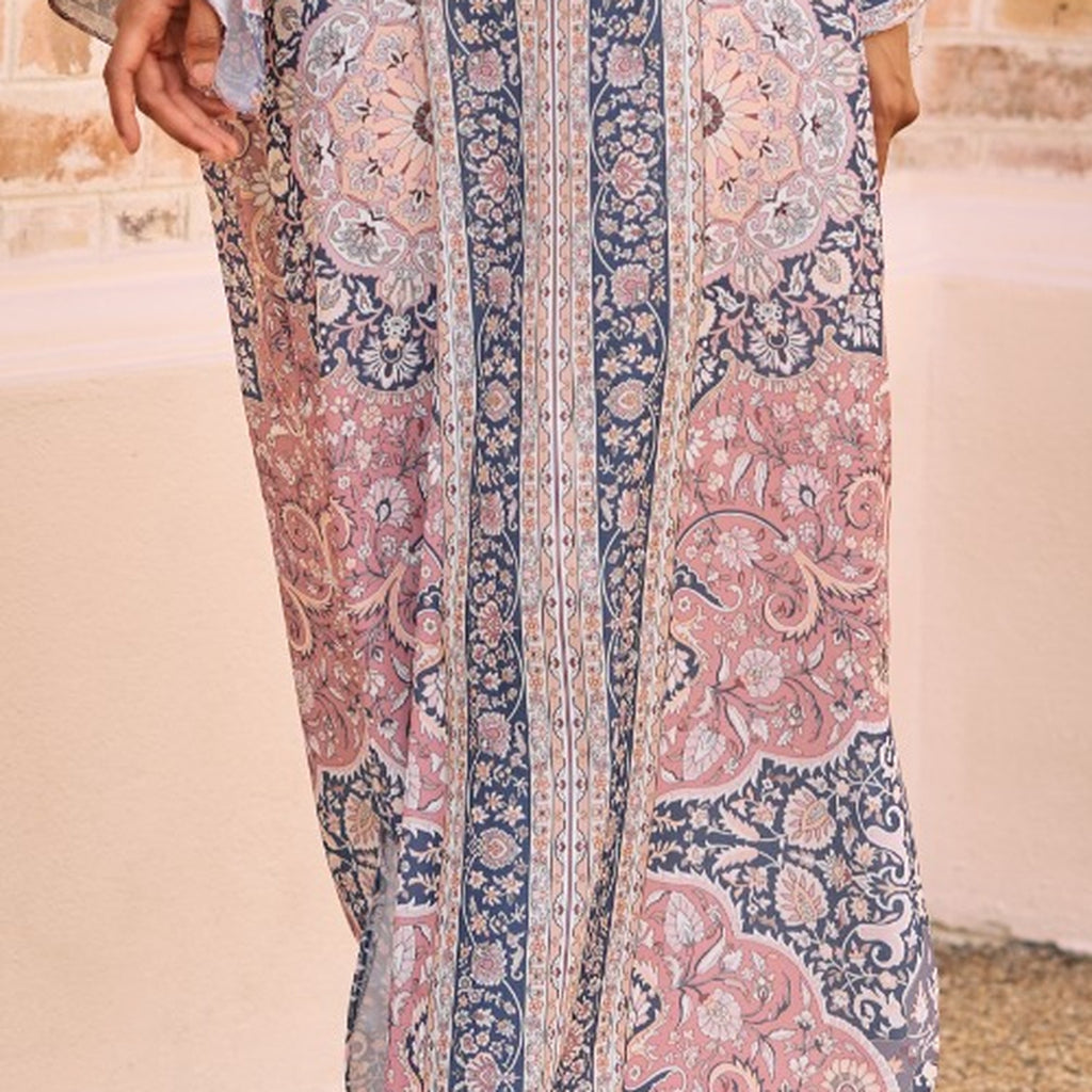 RAYANA KAFTAN IN BLUSH NAVY (FREE SHAWL)
