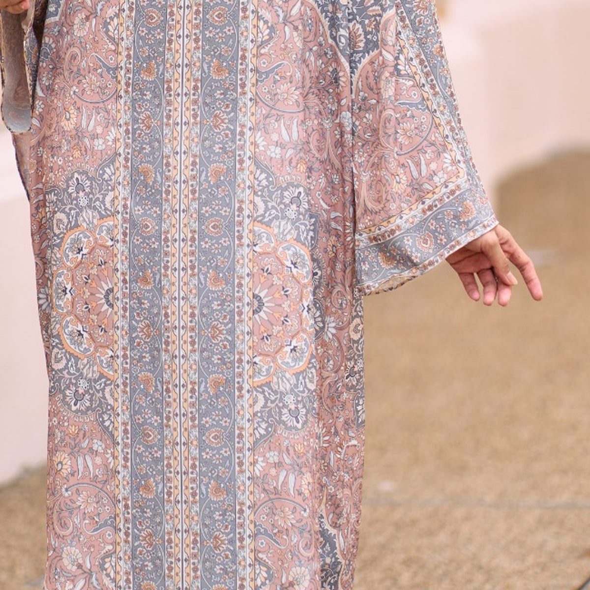 RAYANA KAFTAN IN ASH SAND (FREE SHAWL)