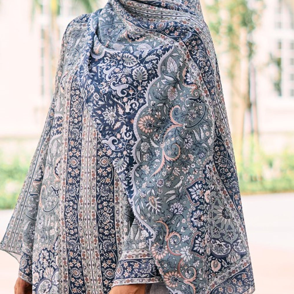 RAYANA KAFTAN IN DENIM (FREE SHAWL)