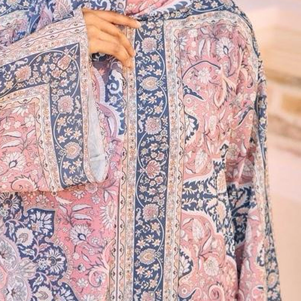 RAYANA KAFTAN IN BLUSH NAVY (FREE SHAWL)
