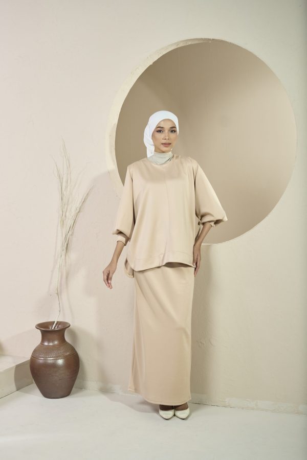 CHERISE Comfort Set in Champagne (Blouse & Skirt)